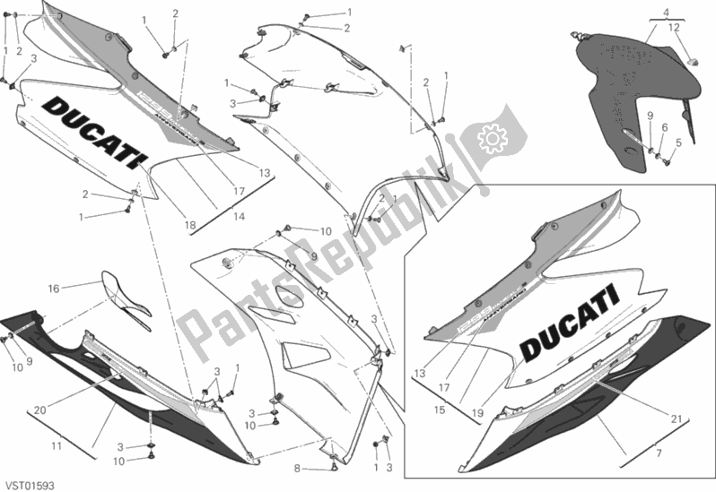 All parts for the Fairing of the Ducati Superbike 1299S 90 TH Anniversario 2017